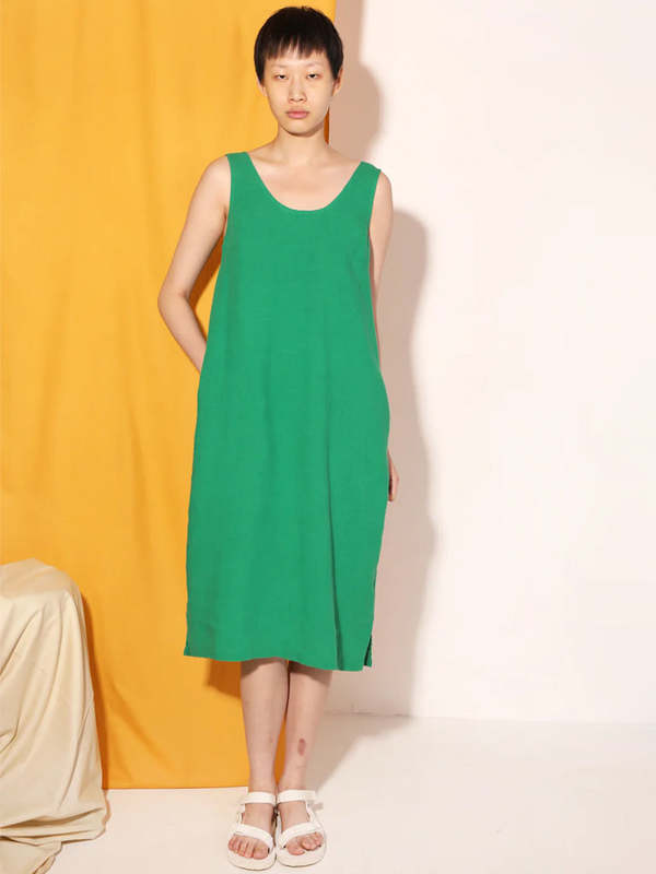 L.F. Markey Linen Shift Dress - Grass | Garmentory L.F. Markey Linen Shift Dress - Grass | Garmentory