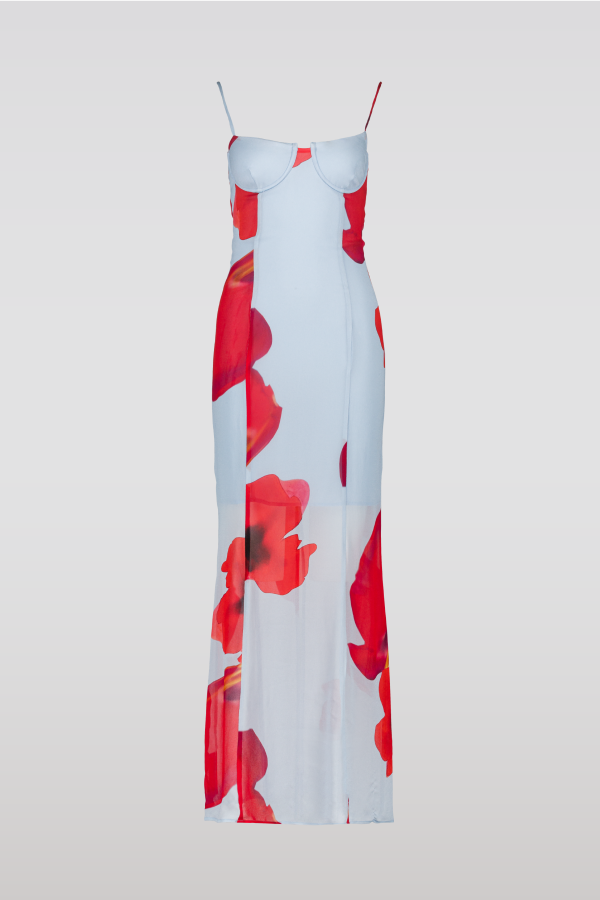 SAEMDI Bra Maxi Dress - Gray/Red