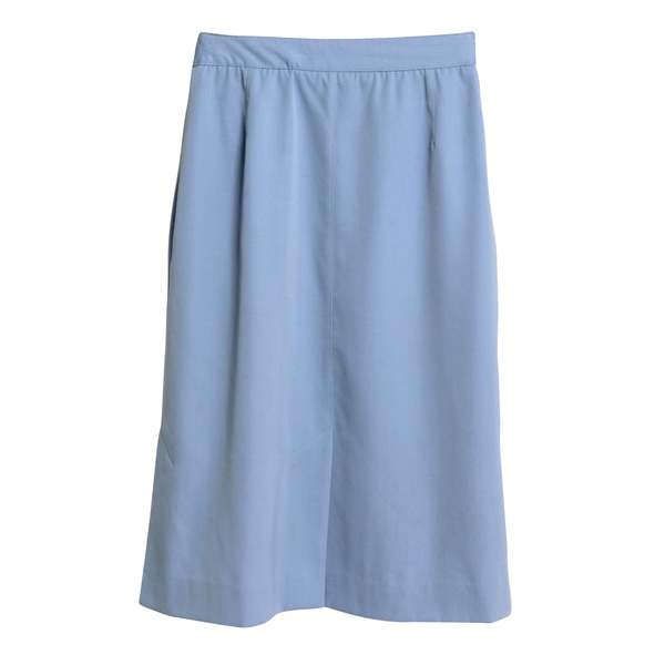 ARA 70s Twill Weave A-Line Midi Skirt - Baby Blue