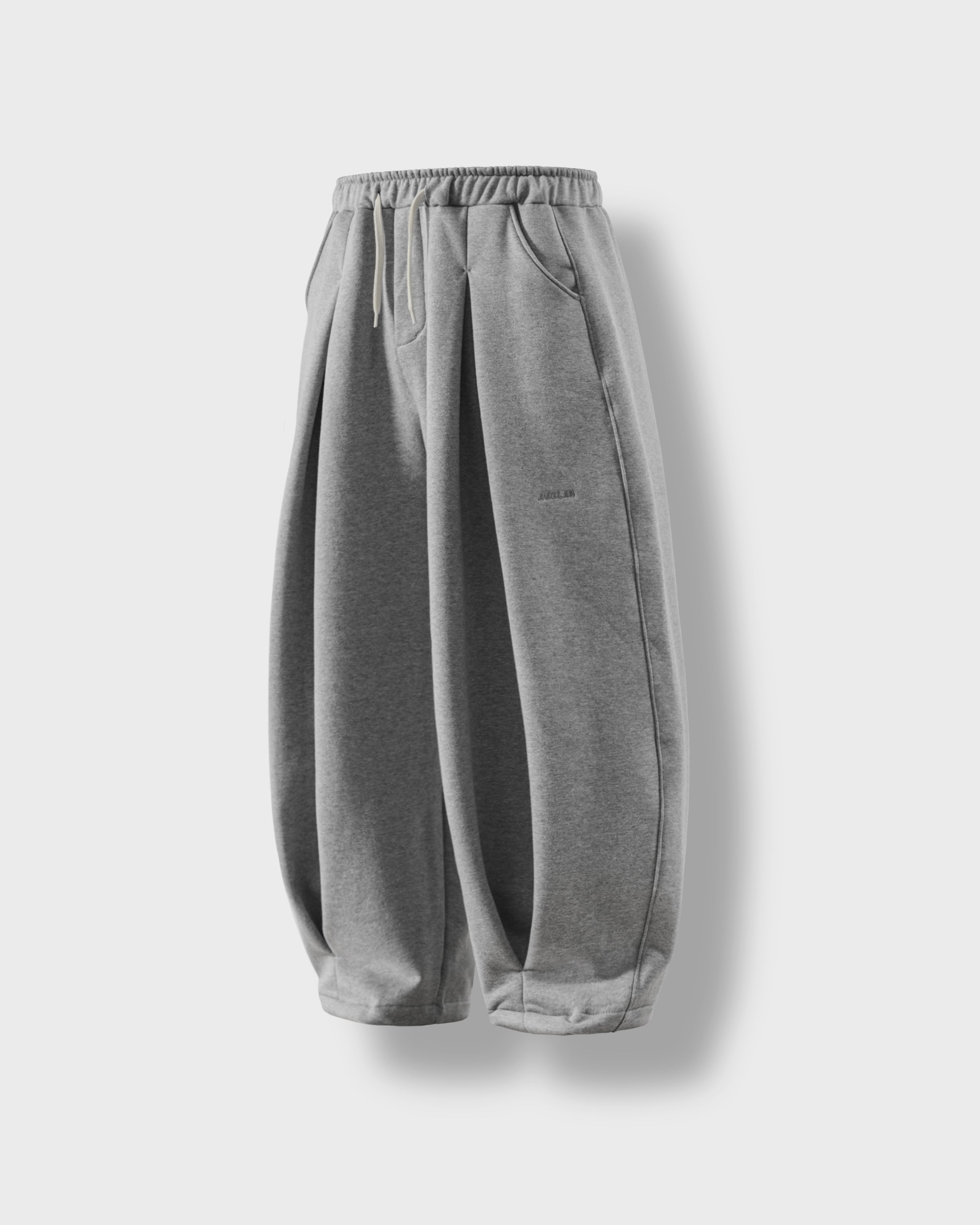 Anglan Valley Tuck Balloon Sweatpants - Melange Grey