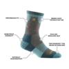 Darn Tough Bear Town Micro Crew Lightweight Hiking Sock - Aqua - Thumbnail 4
