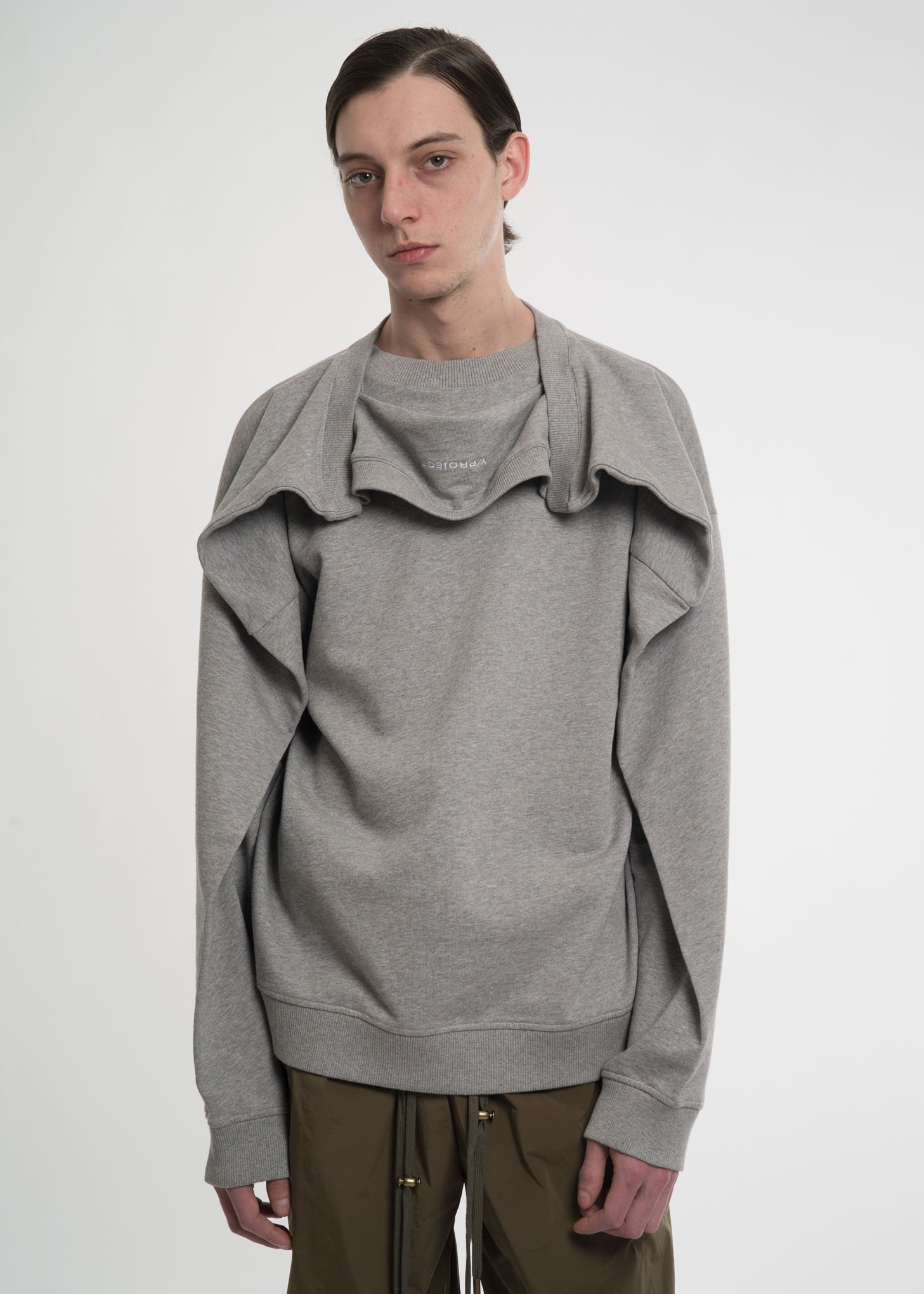Y/project Grey Double Shoulder Sweatshirt | Garmentory