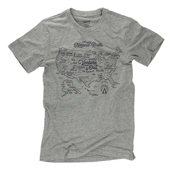 The Landmark Project National Parks Map Tee - Smoke Grey