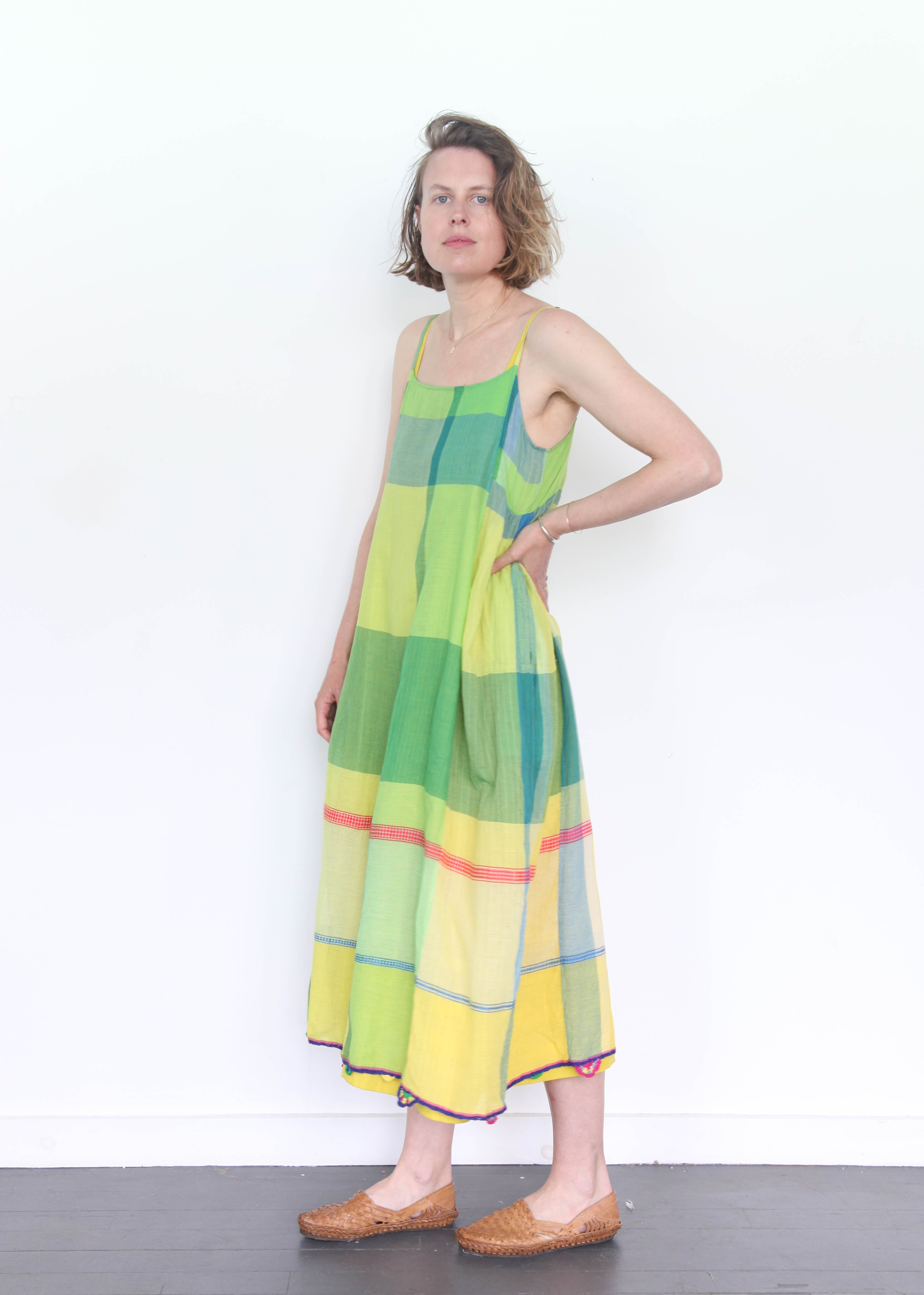 Injiri Plaid Slip Dress - green | Garmentory