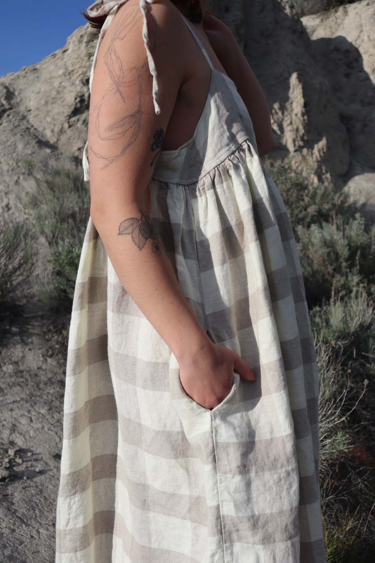 Shelter Cleo Dress - Beige Check | Garmentory