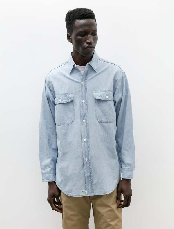Orslow Chambray Work Shirt - Chambray Bleached