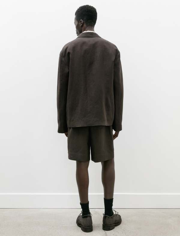 Margaret Howell Compact Linen Wide Leg Short - Dark Brown | Garmentory