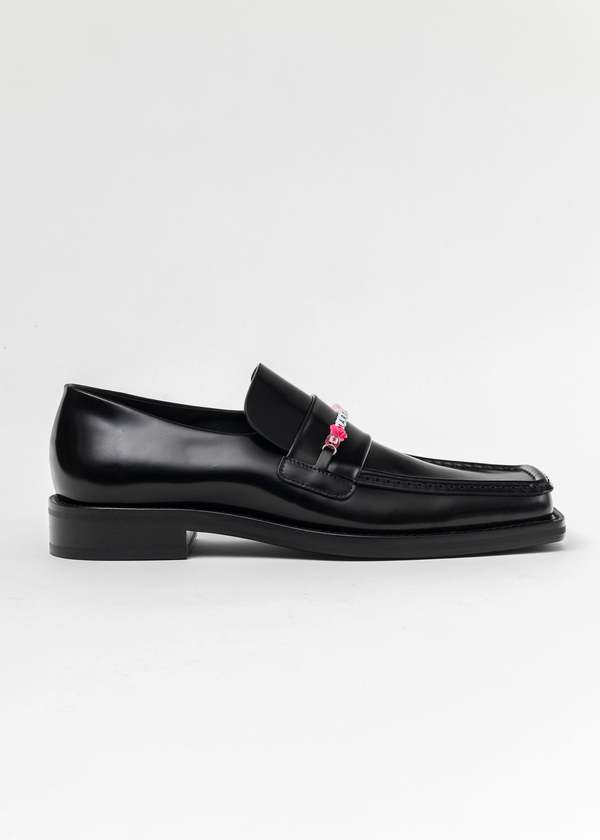 Martine Rose BLACK HIGH SHINE BEADED SQUARE TOE LOAFER - Black