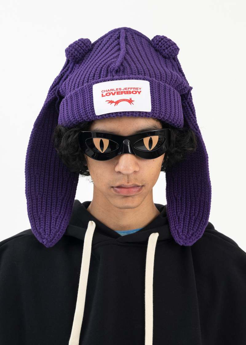 Charles Jeffrey PURPLE CHUNKY RABBIT BEANIE - PURPLE