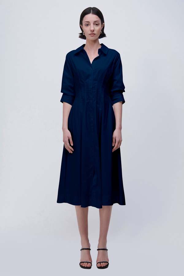 midi ruched black dress Yara