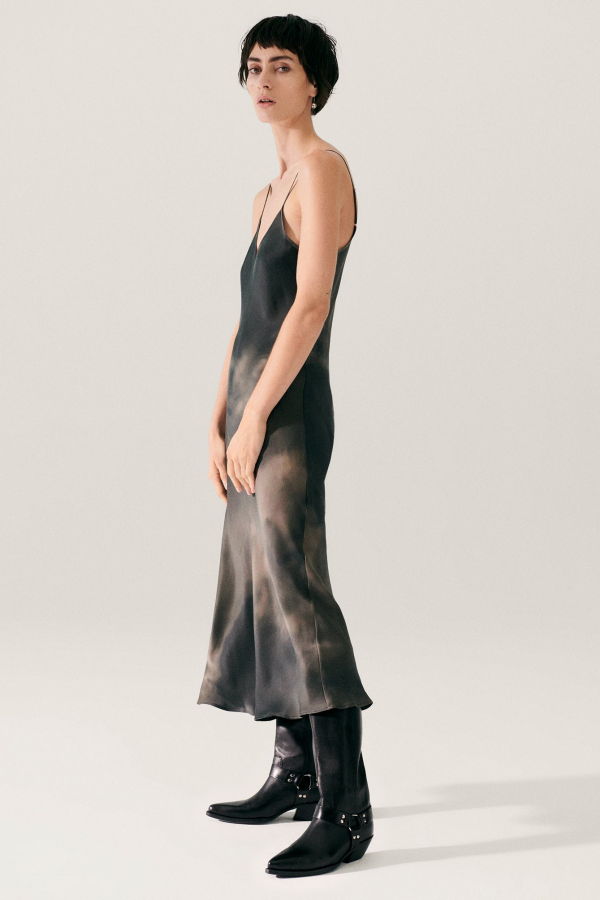 Silk Laundry 90s Slip Dress - Smoke