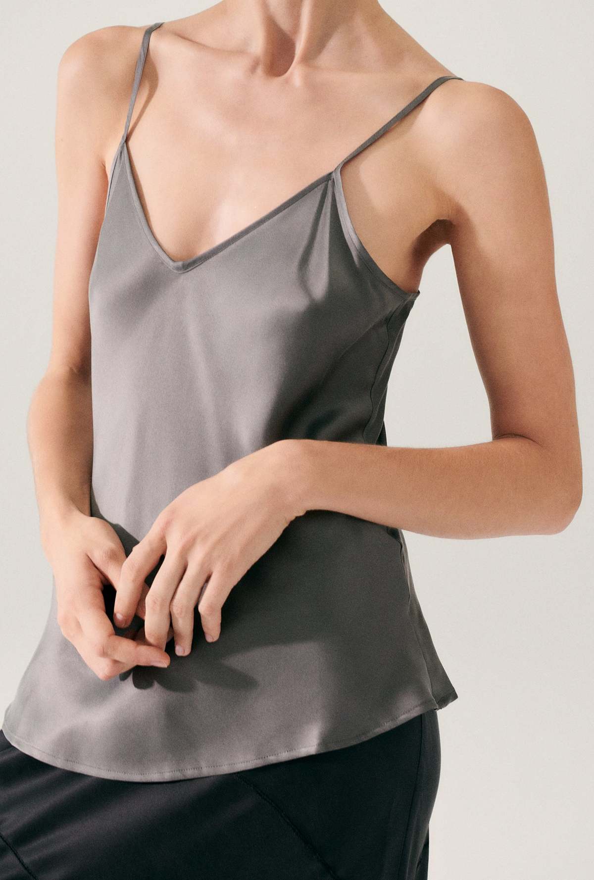 Silk Laundry Bias Cut Cami - Grey Pearl - Image 4 of 4