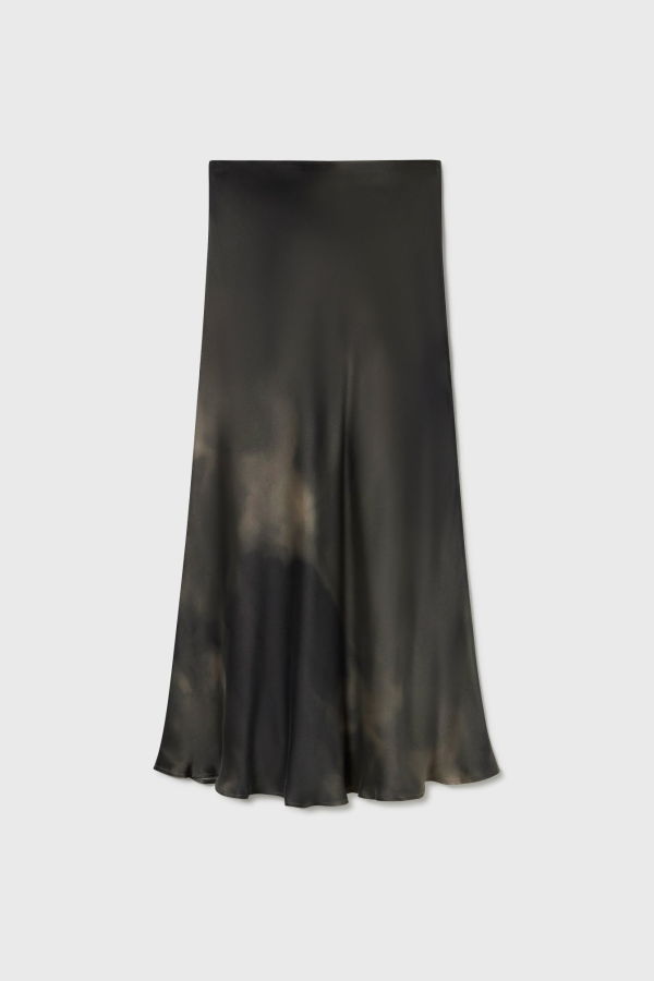 Silk Laundry Long Bias Cut Skirt - Smoke