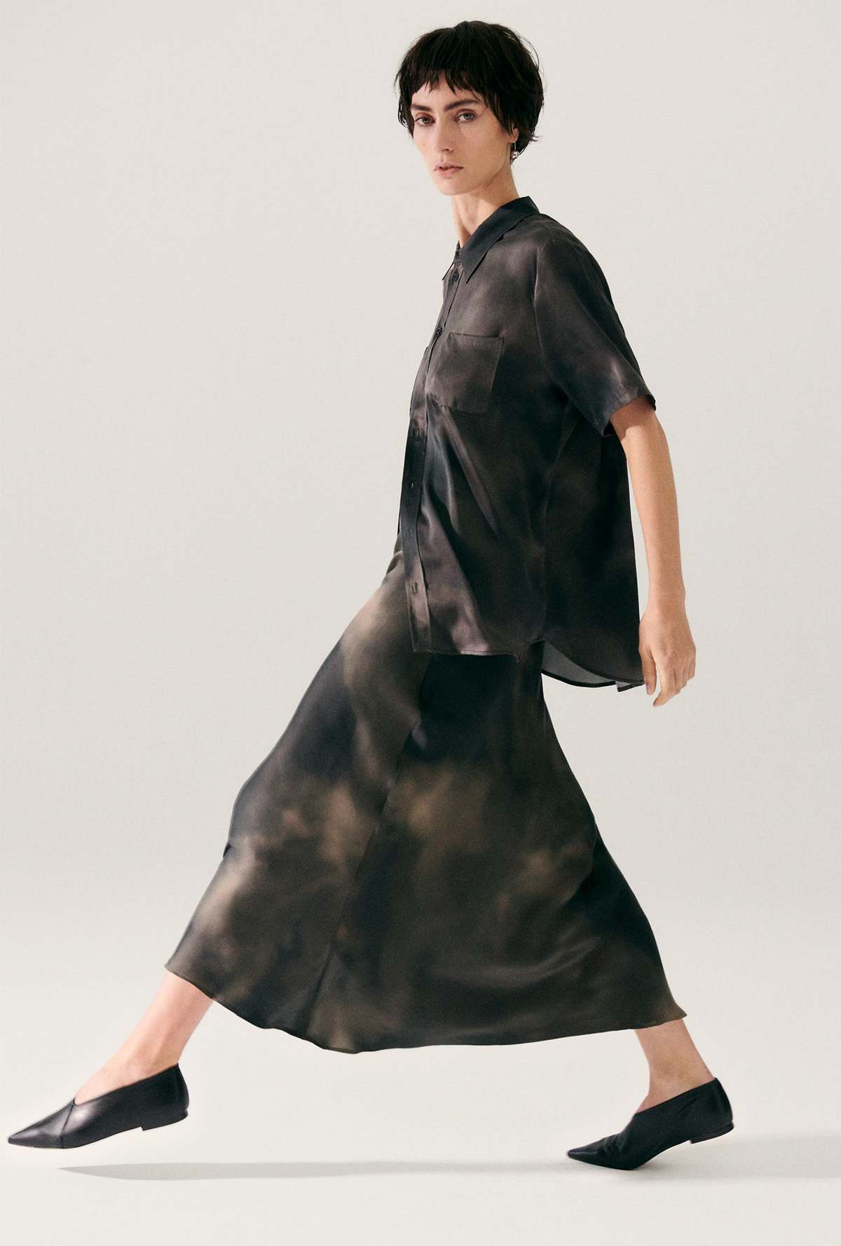 Silk Laundry Long Bias Cut Skirt - Smoke - Image 5 of 5