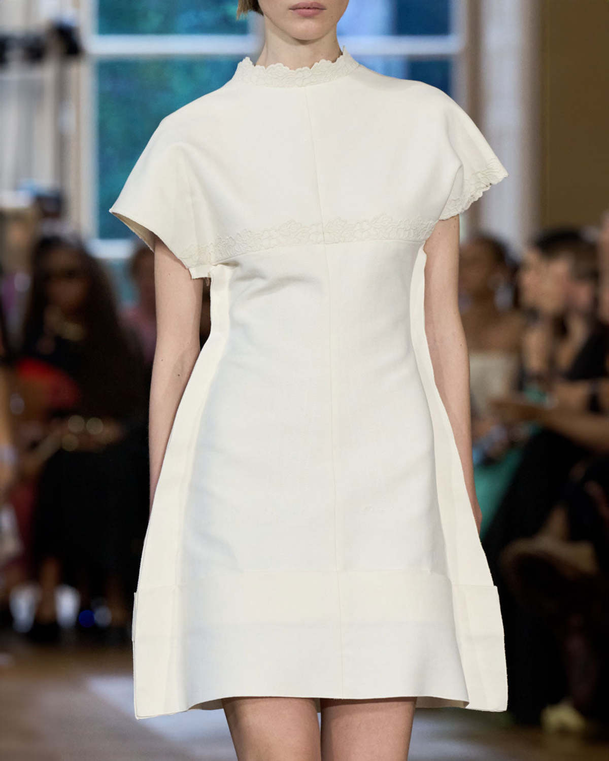victoria embroidered mini dress Cap Sleeve Embroidered Mini Dress
