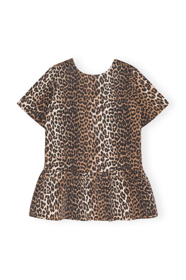 Ganni Open-Back Mini Denim Dress - Leopard | Garmentory