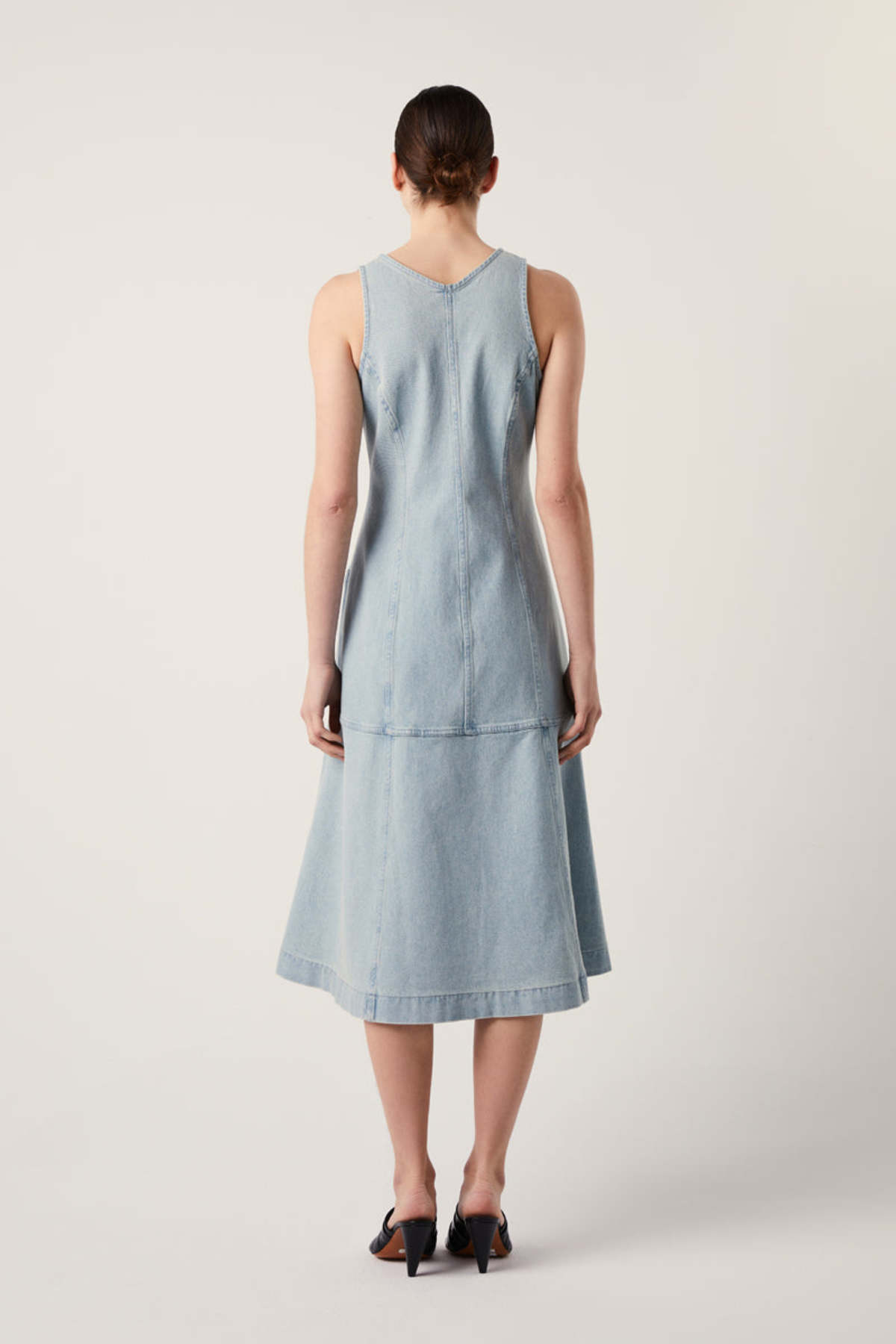 proenza schouler denim dress Drawstring Tie Denim Dress