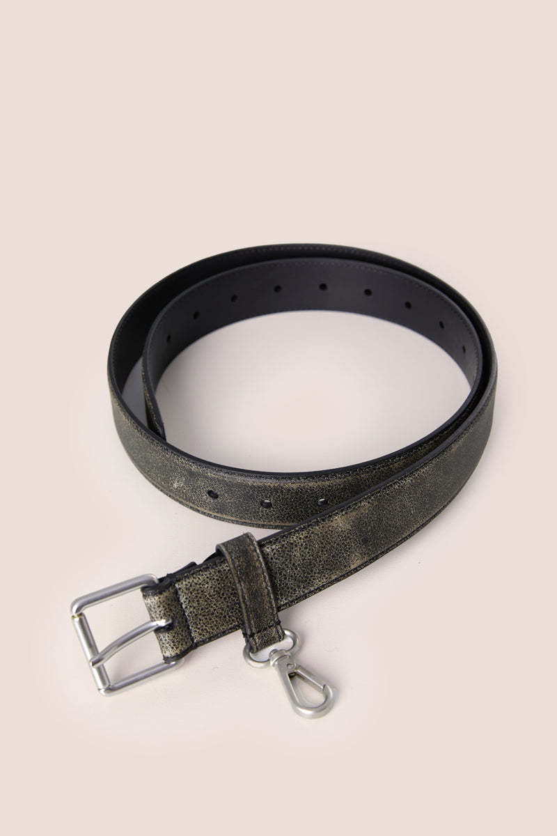 MM6 Maison Margiela Distressed Leather Belt - Black | Garmentory