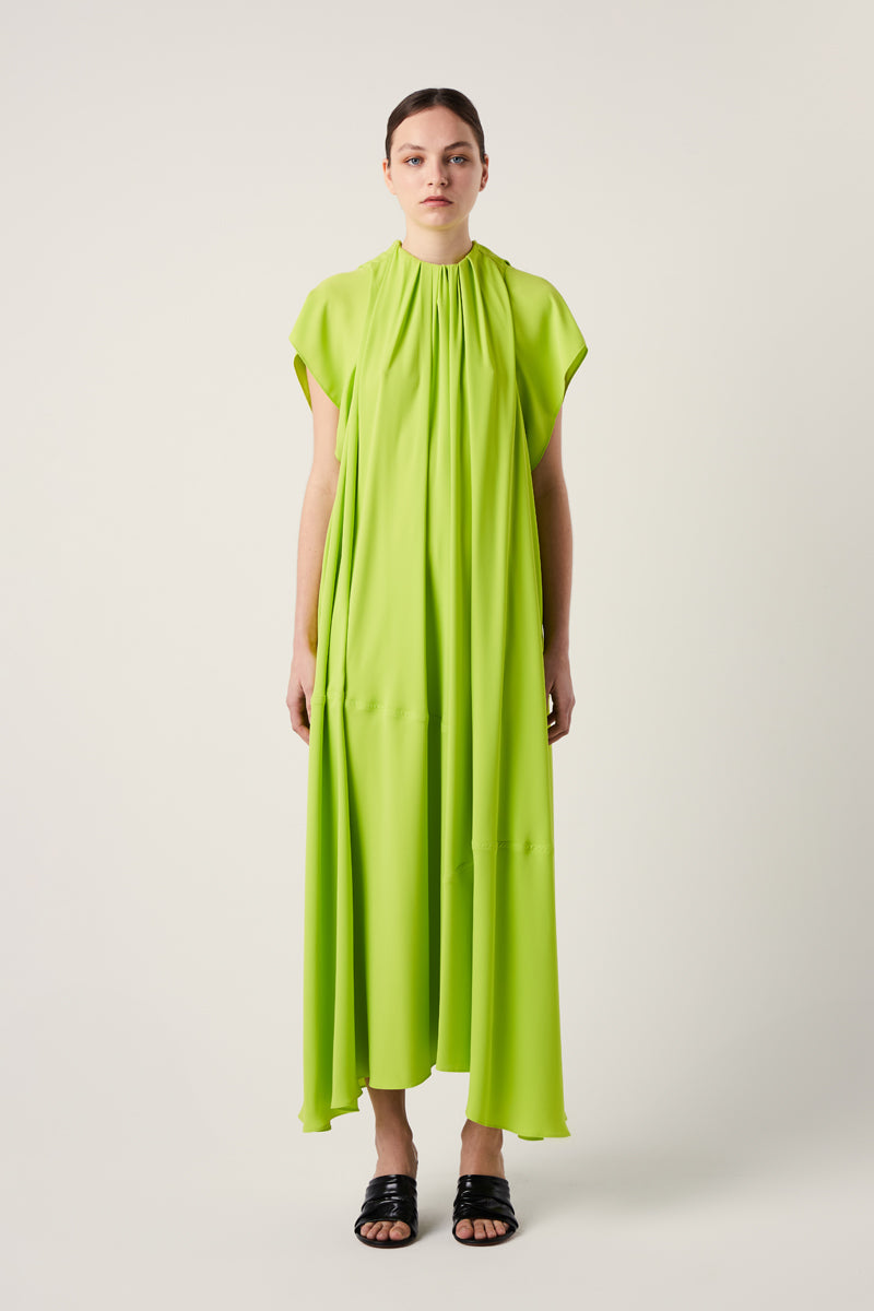 MM6 Maison Margiela Gathered Poplin Maxi Dress - Lime Green