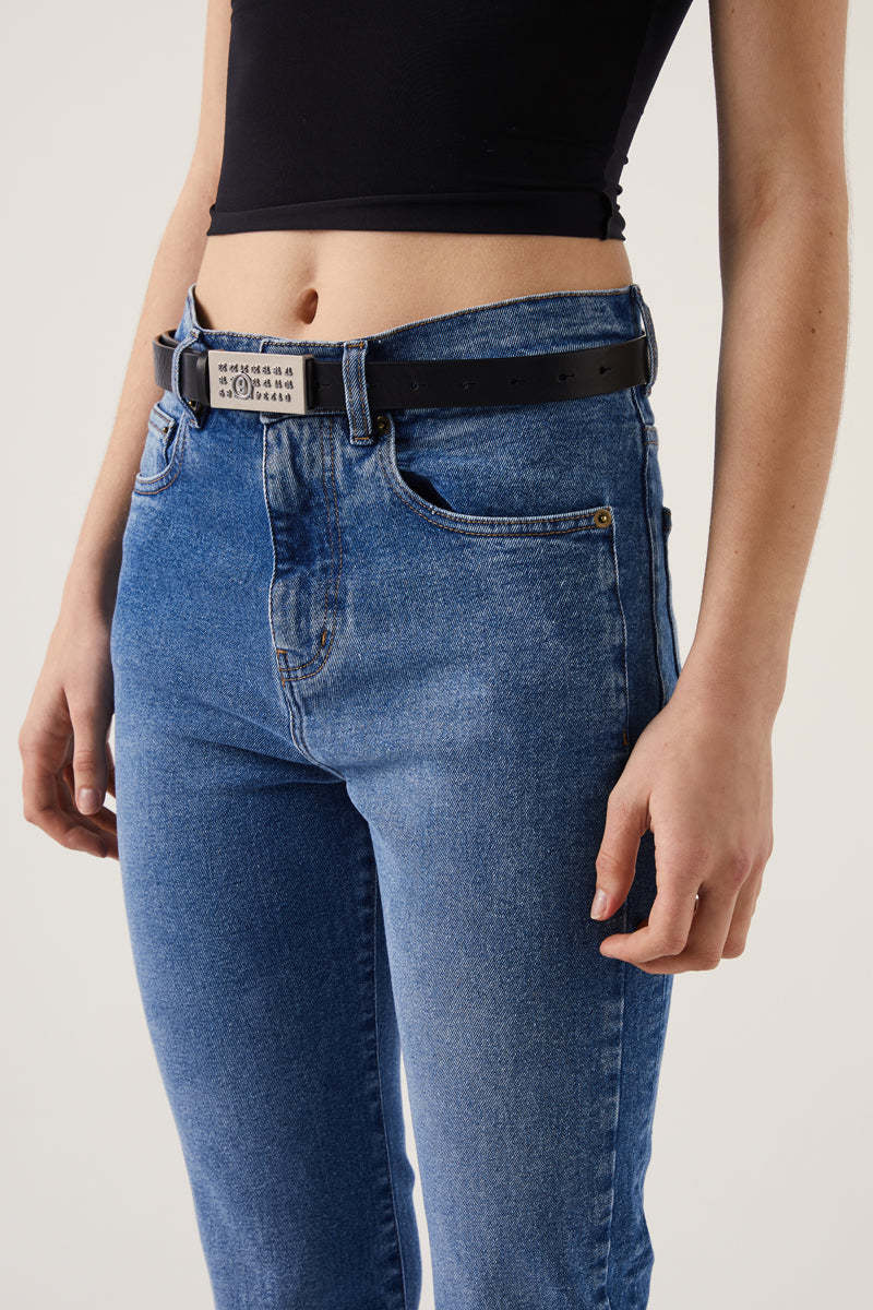 MM6 Maison Margiela Numeric Signature Leather Belt - Black