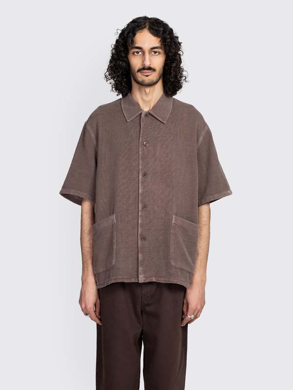 Our Legacy Elder Shirt Shortsleeve - Brown Sparse Panama | Garmentory
