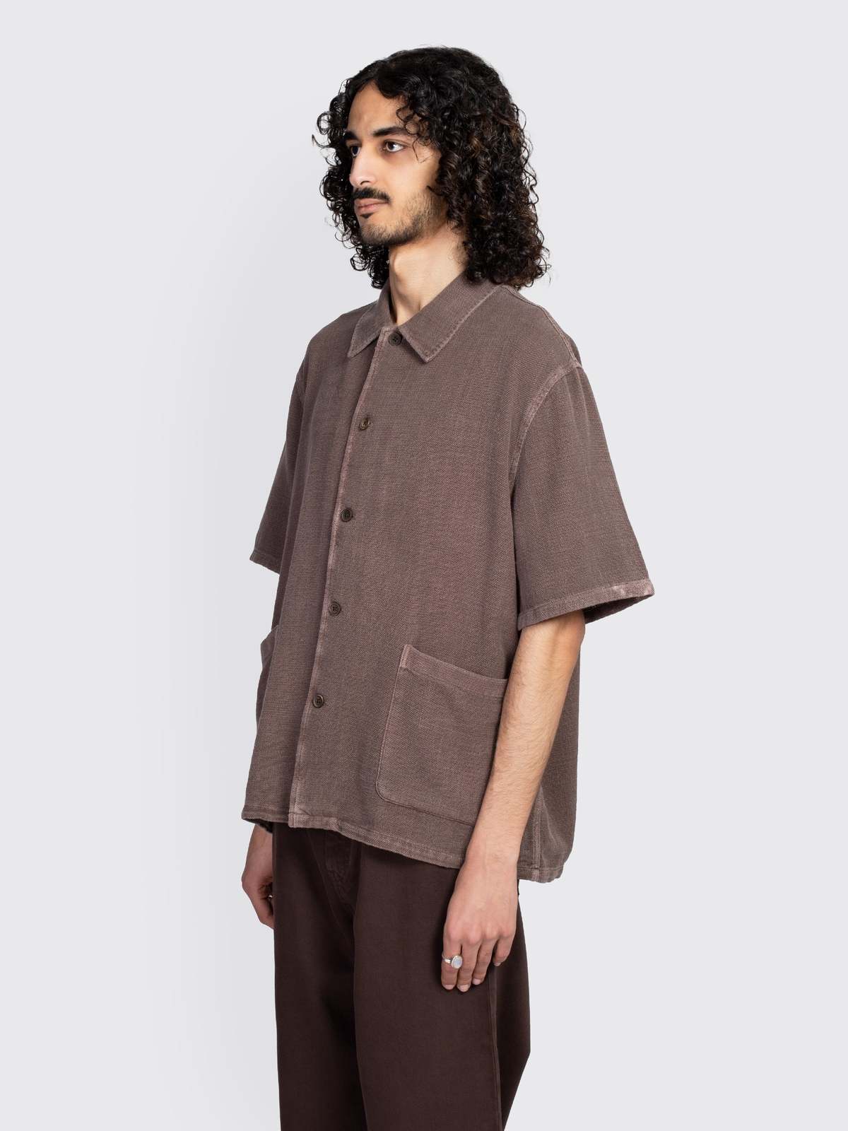 Our Legacy Elder Shirt Shortsleeve - Brown Sparse Panama | Garmentory