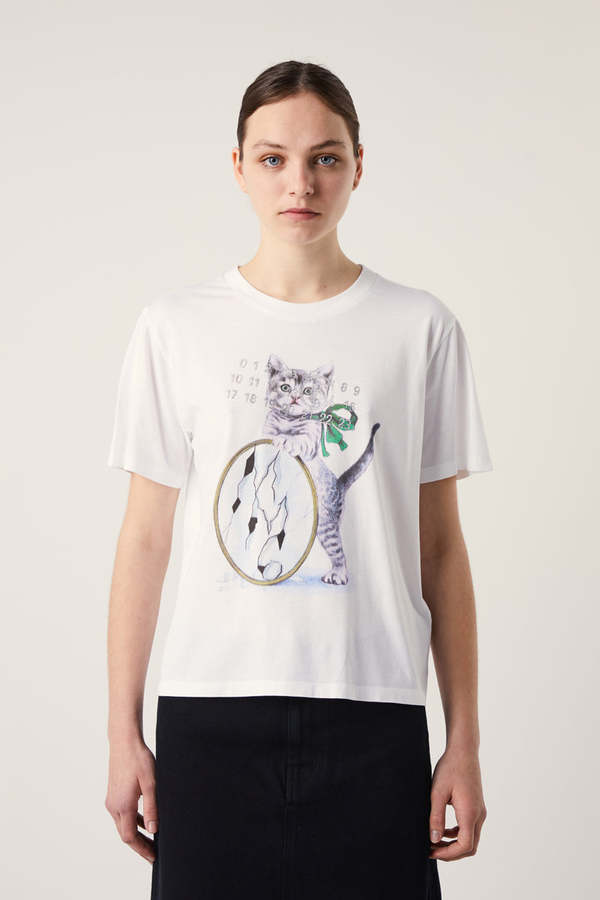 MM6 Maison Margiela Cat-print Cotton T-shirt - White/Multicolour