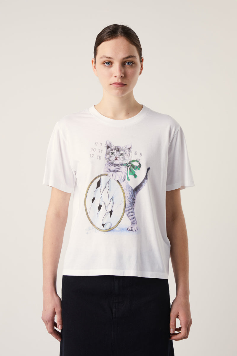 MM6 Maison Margiela Cat-print Cotton T-shirt - White