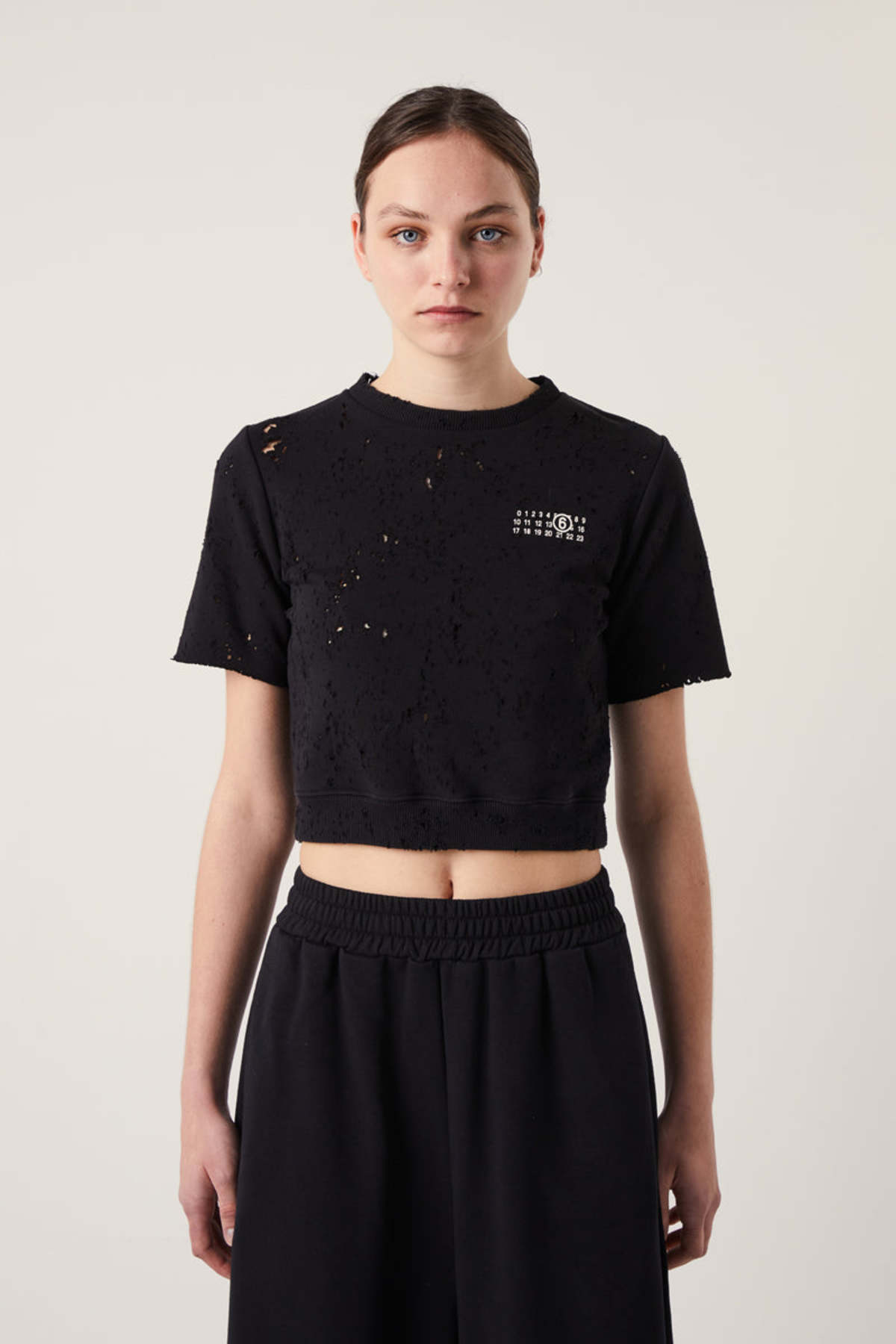 MM6 Maison Margiela Cropped Sweater - Black | Garmentory