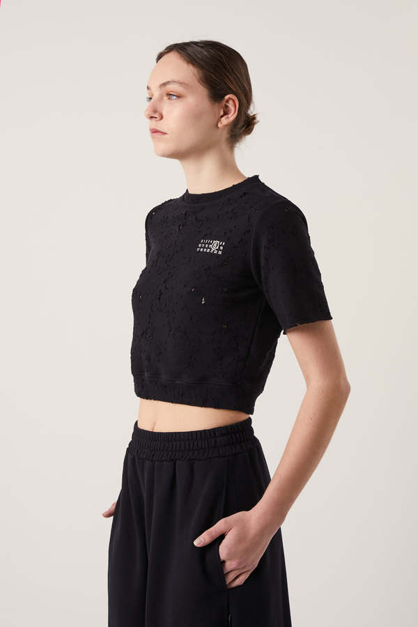 MM6 Maison Margiela Cropped Sweater - Black