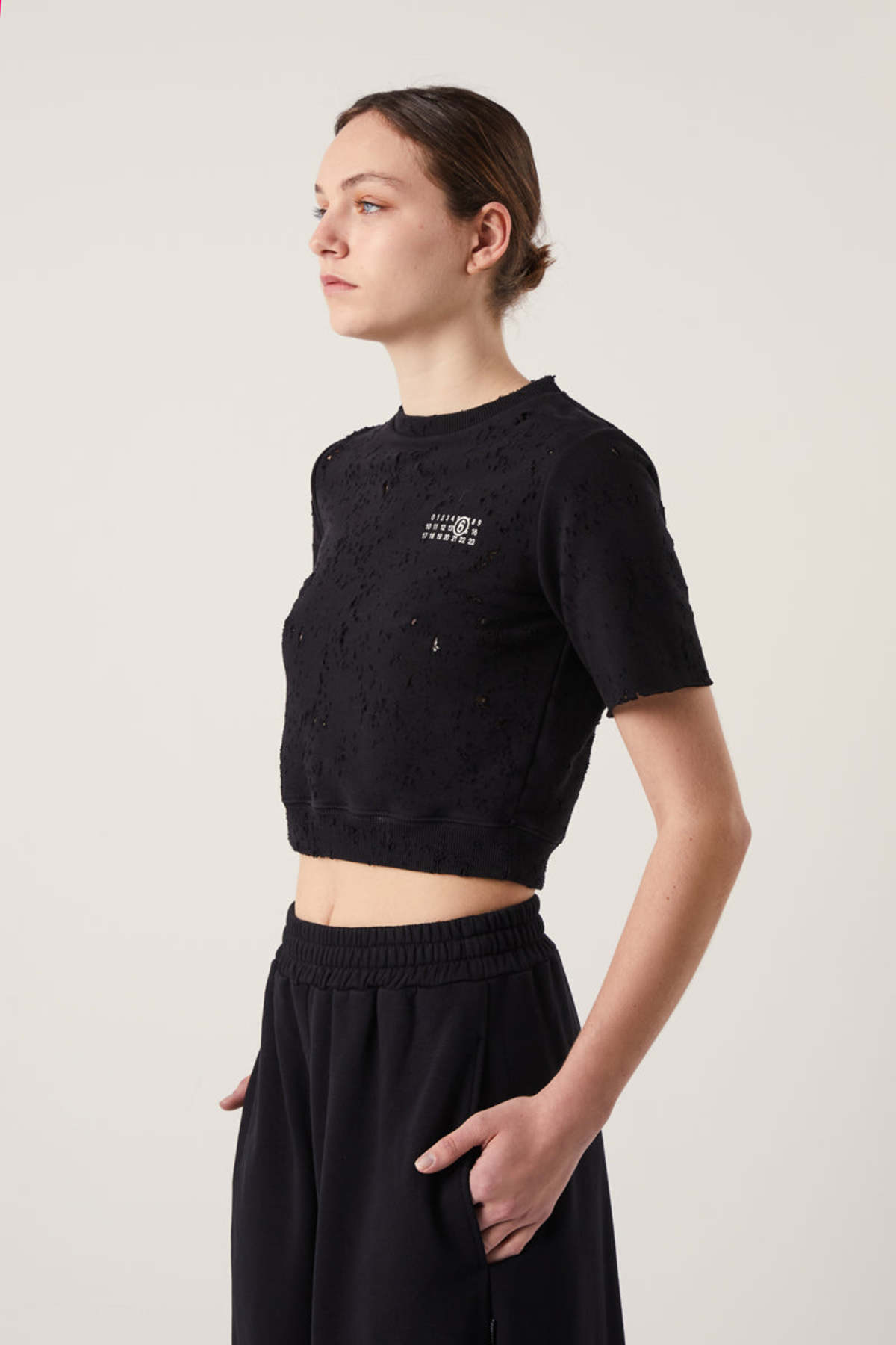 MM6 Maison Margiela Cropped Sweater - Black - Image 2 of 3