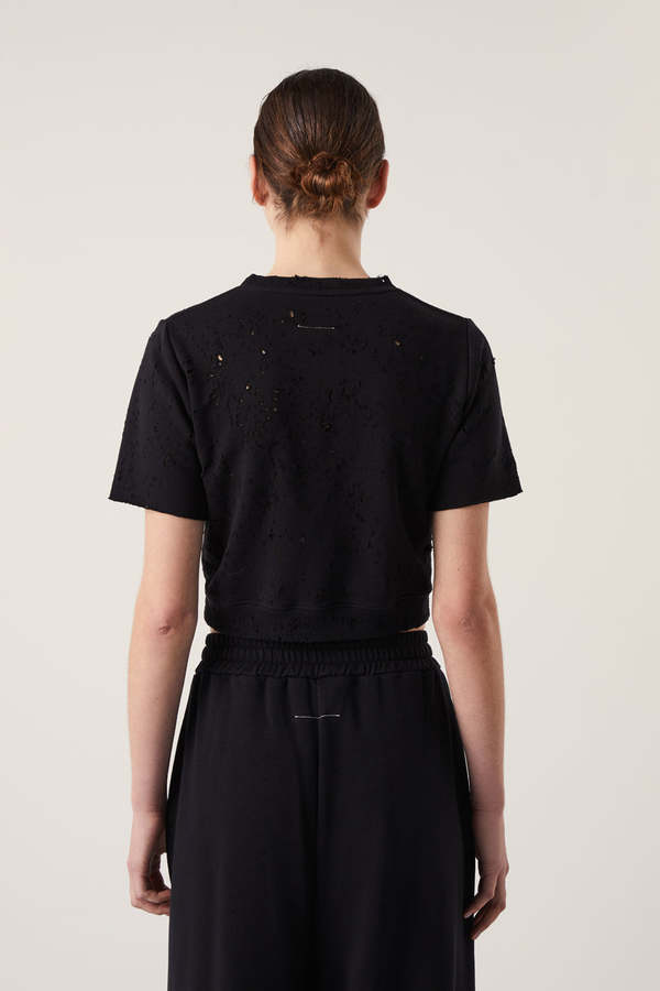 Tシャツ・カットソー MM6 MAISON MARGIELA Black Wool Blend Oversize Sweater MM6 Maison Margiela Margiela Six Sweater | Black | FARFETCH