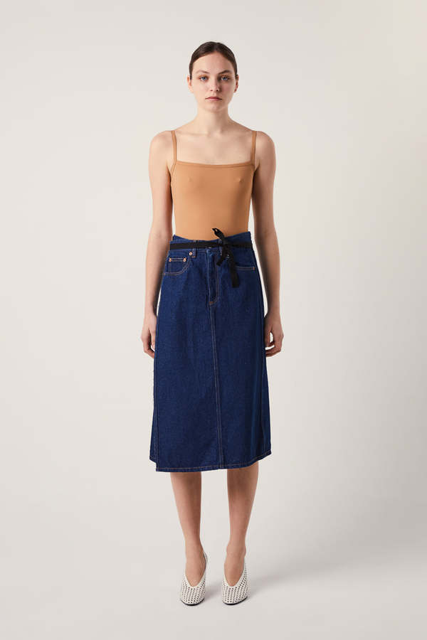 MM6 Maison Margiela Denim Midi Skirt - Dark Blue