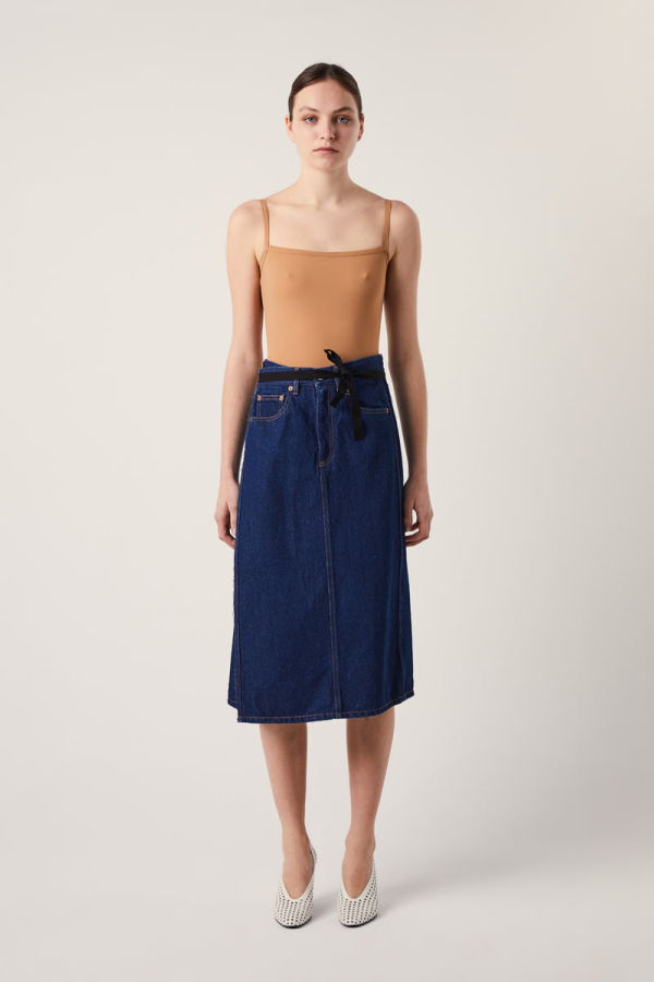 MM6 Maison Margiela Denim Midi Skirt - Dark Blue