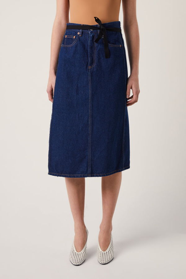 MM6 Maison Margiela Denim Midi Skirt - Dark Blue