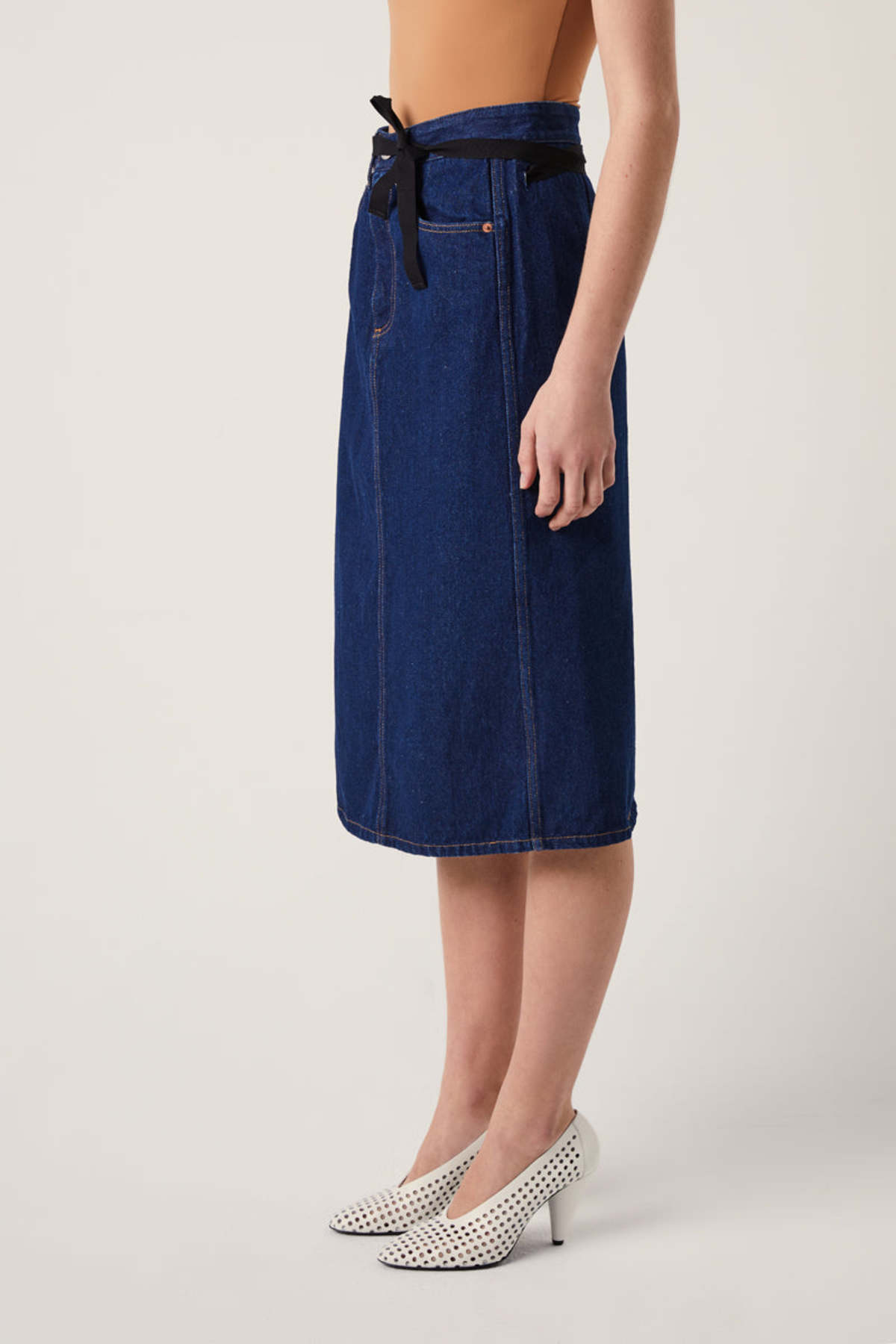 MM6 Maison Margiela Denim Midi Skirt - Dark Blue - Image 3 of 4