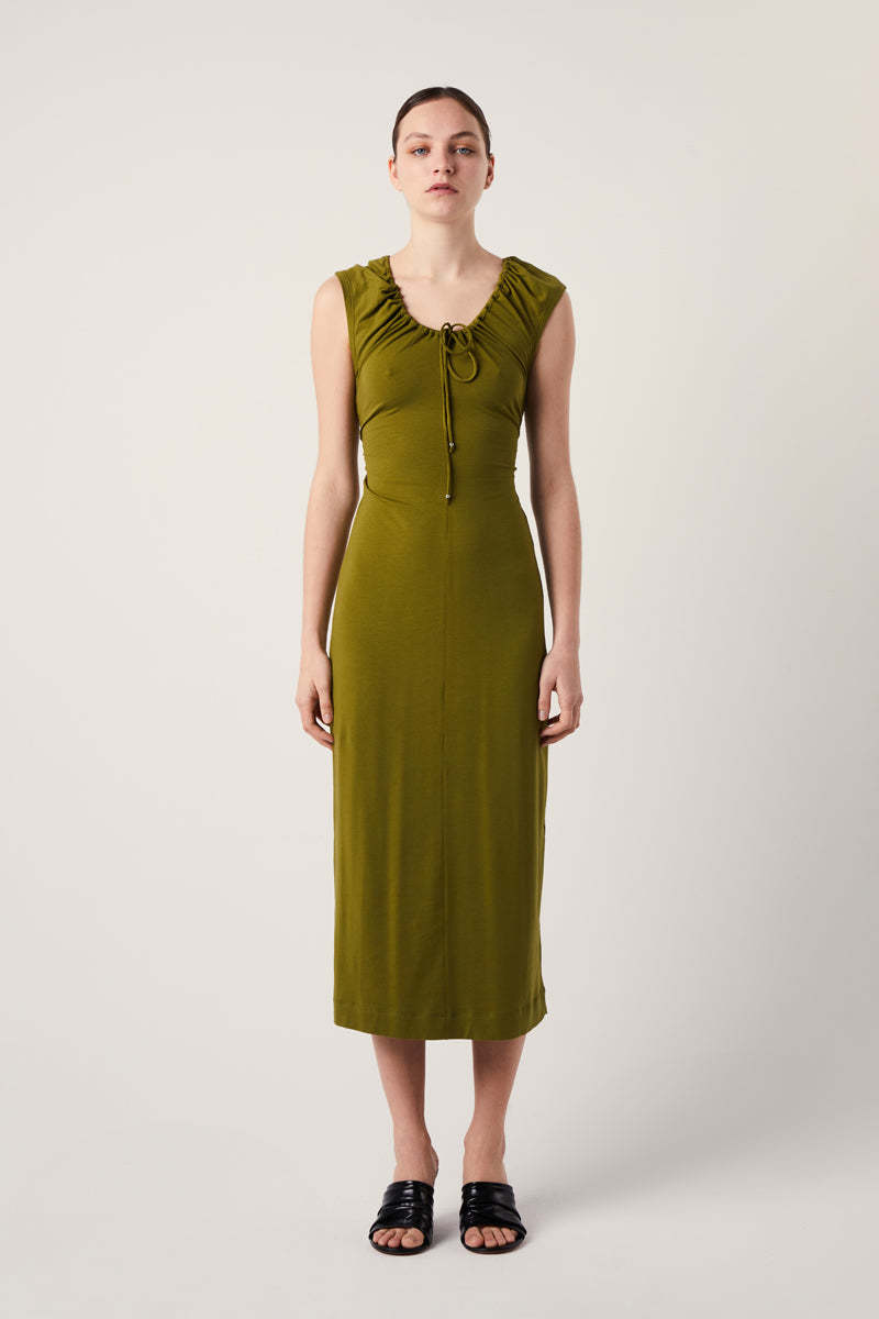 Proenza Schouler Nina Gathered Dress - Apple Green