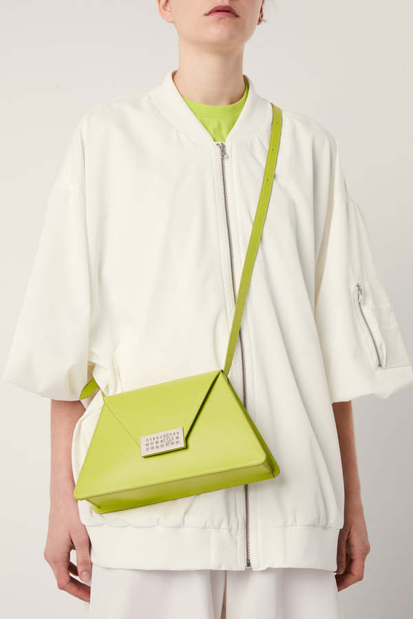 MM6 Maison Margiela Numeric Crossbody Leather Bag - Light Pea Green