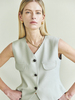 Maison De Ines Pocket Button Vest & H-line Slit Skirt Set - Olive Gray - Thumbnail 4