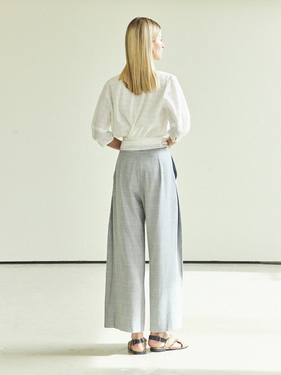 Maison De Ines Classic Wide Tuck Slacks - Gray | Garmentory