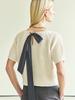 Maison De Ines Back Ribbon Half Cropped Knit - Ivory - Thumbnail 1