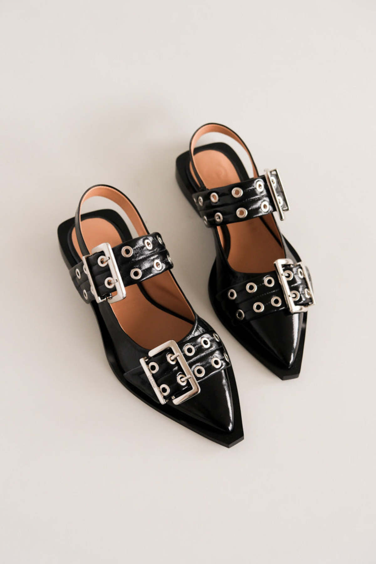 Ganni CHUNKY BUCKLE BALLERINA shoes - black | Garmentory