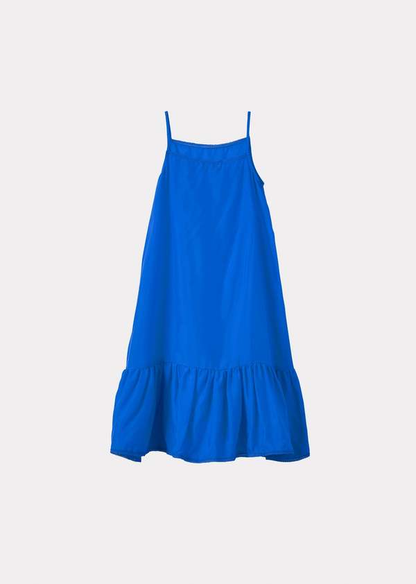 KIDS Caramel Grape Silk Slip Dress - Royal Blue