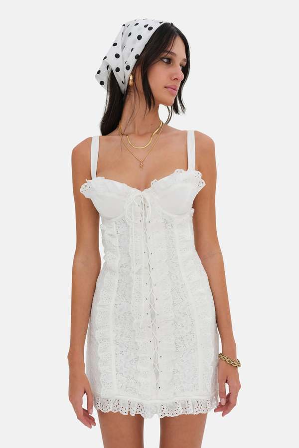 For Love & Lemons Mandy Mini Dress - White | Garmentory