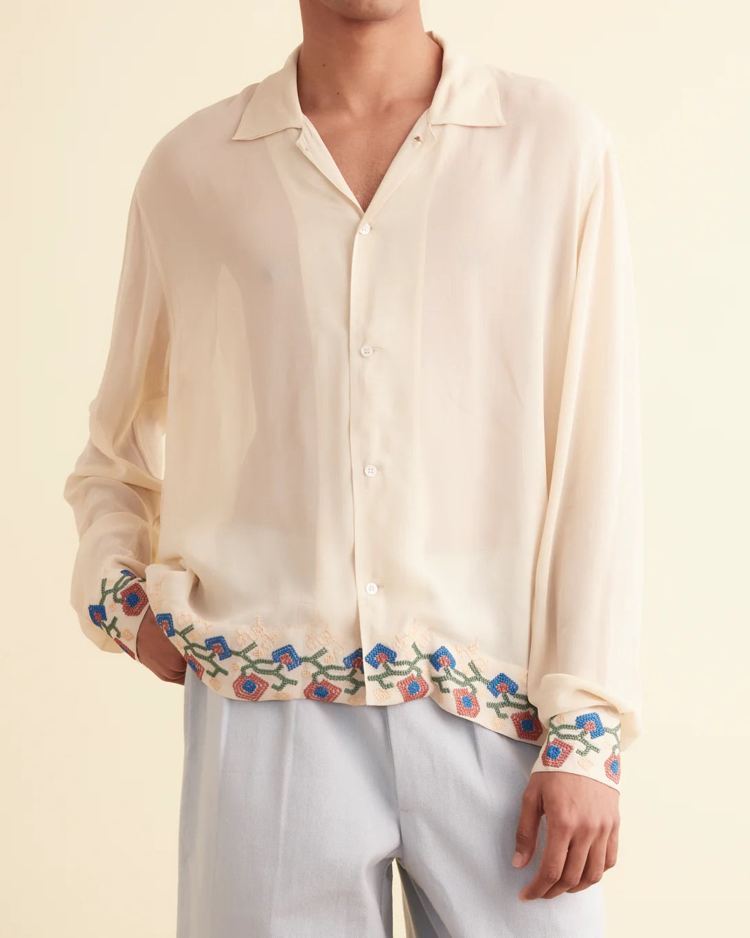 BODE Flowering Liana Long Sleeve Shirt - Cream/Multi