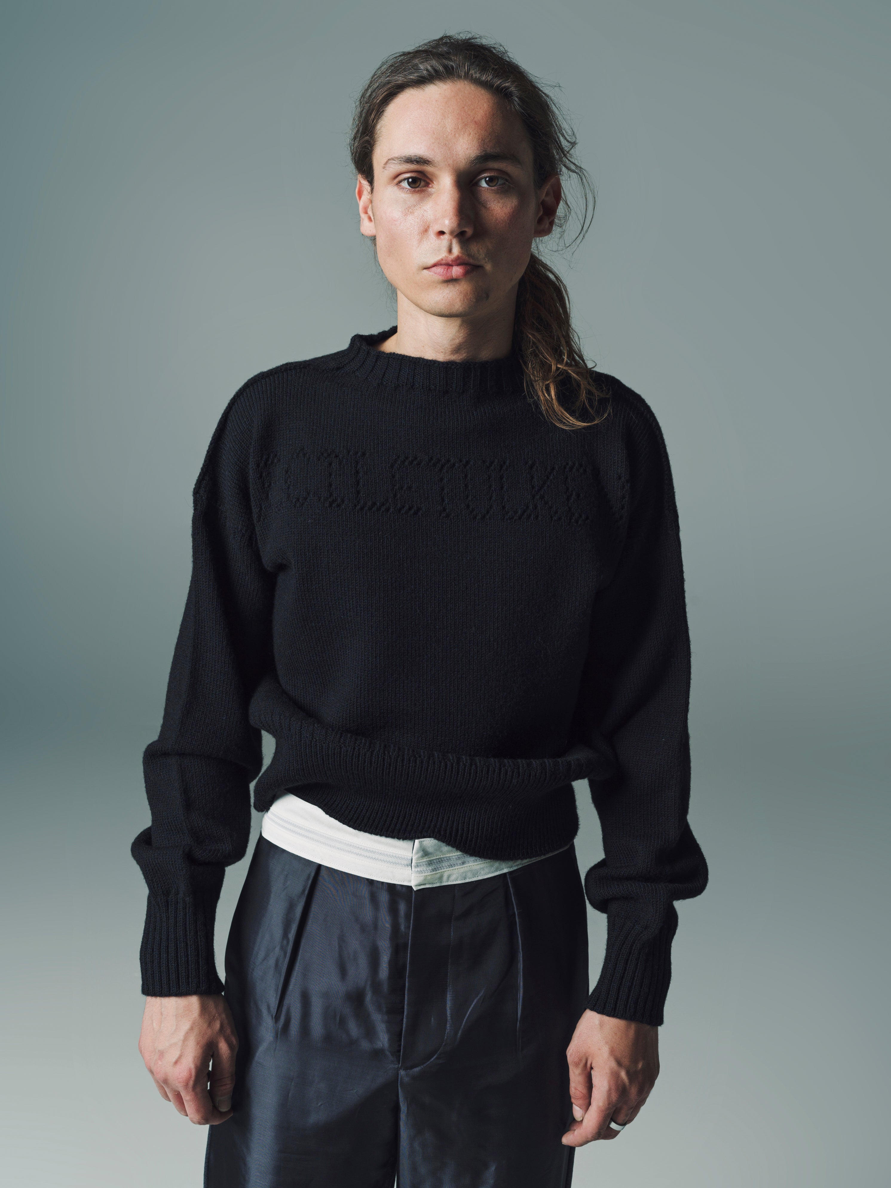 Cecile Tulkens Pointelle Gansey - Black Wool | Garmentory