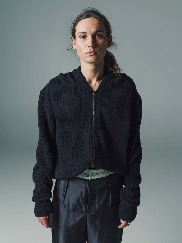 Cecile Tulkens Lambswool Zip-Up Cardigan - Charcoal | Garmentory