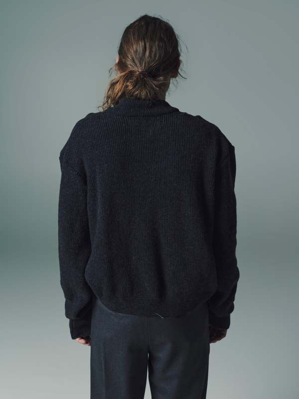 Cecile Tulkens Lambswool Zip-Up Cardigan - Charcoal | Garmentory