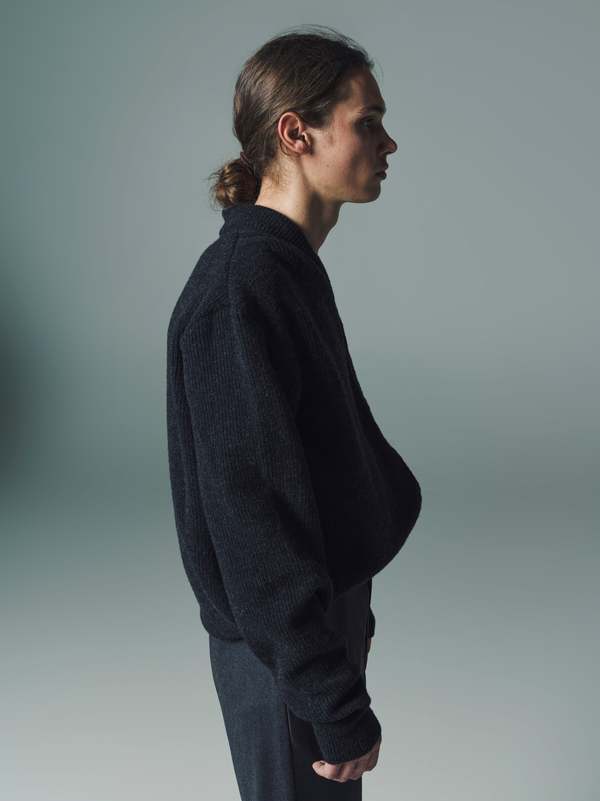 Cecile Tulkens ジップカーディガン Cecile Tulkens Lambswool Zip-Up Cardigan - Charcoal | Garmentory
