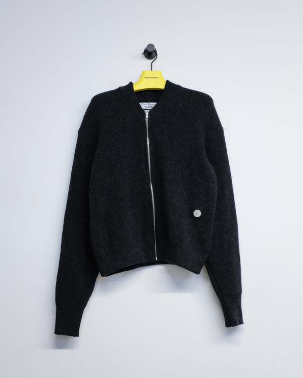 Cecile Tulkens ジップカーディガン Cecile Tulkens Lambswool Zip-Up Cardigan - Charcoal | Garmentory